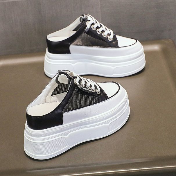 Damtofflor med stängd tå - Sommar 2025, andningsbara sandaler i mesh med dold kil, casual, tjock sula, tofflor för utomhusbruk_voghion.com