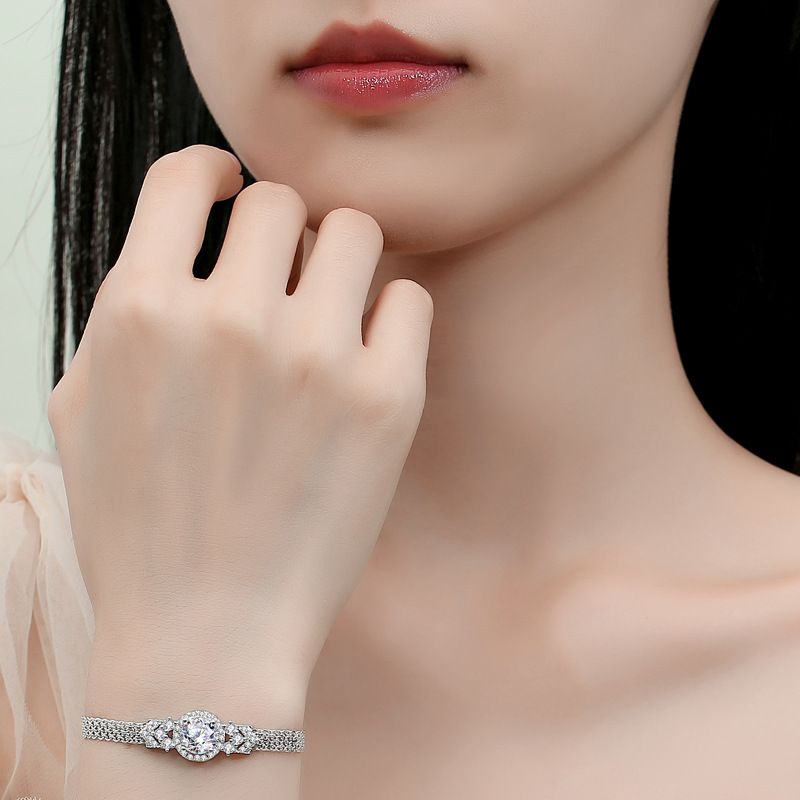 Zilveren Moissanite voor dames, unieke veelzijdige cake-armband, modieuze armband met lege setting_voghion.com