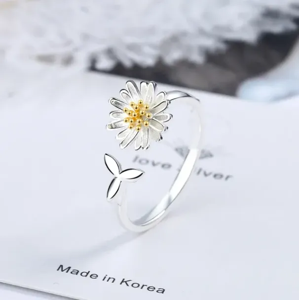 Bereit Lager Süße Blumenringe Für Frauen Hochwertiger Chrysanthemenförmiger Offener Ring Verstellbarer Individueller Schmuck_voghion.com