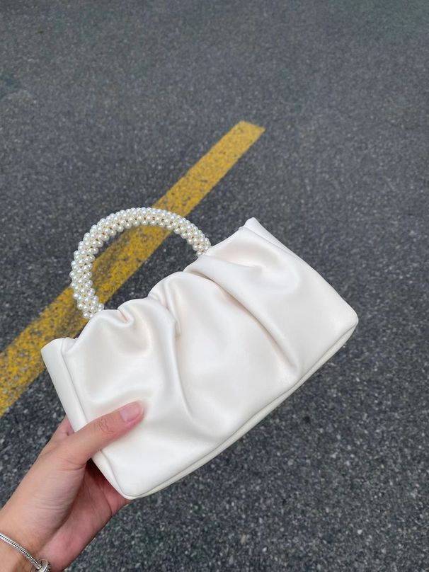 Summer Small Single Shoulder Crossbody Mini Women's Bag, Pearl Handbag, Cloud Fold Wrist, 2024, Unique New Style_voghion.com