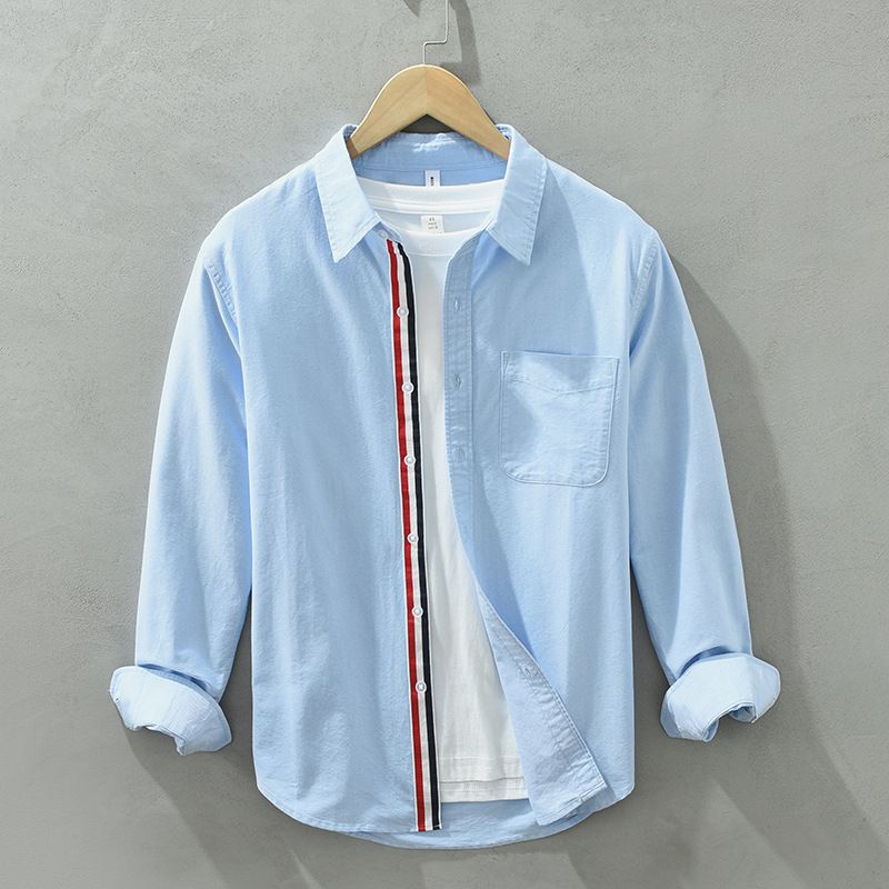 8849 Japanisches Gurtband Oxford Spinning Langarmhemd Herren Casual Jugend Literatur Lose und vielseitige Hemd Einteiler im Namen der Haare_voghion.com
