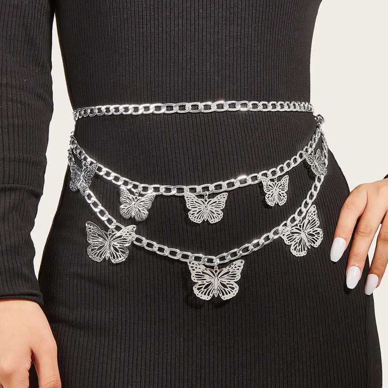 MW2789 European and American Waist chain hollow alloy butterfly pendant multi-layer wave tassel waist chain waist decoration_voghion.com