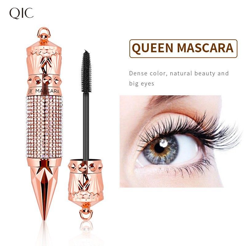 Queen's Scepter Diamond Waterproof Curly Flash  Silk Fiber Mascara For Eyelash Extension Liquid Black Thick Eye Lashes Cosmetics_voghion.com