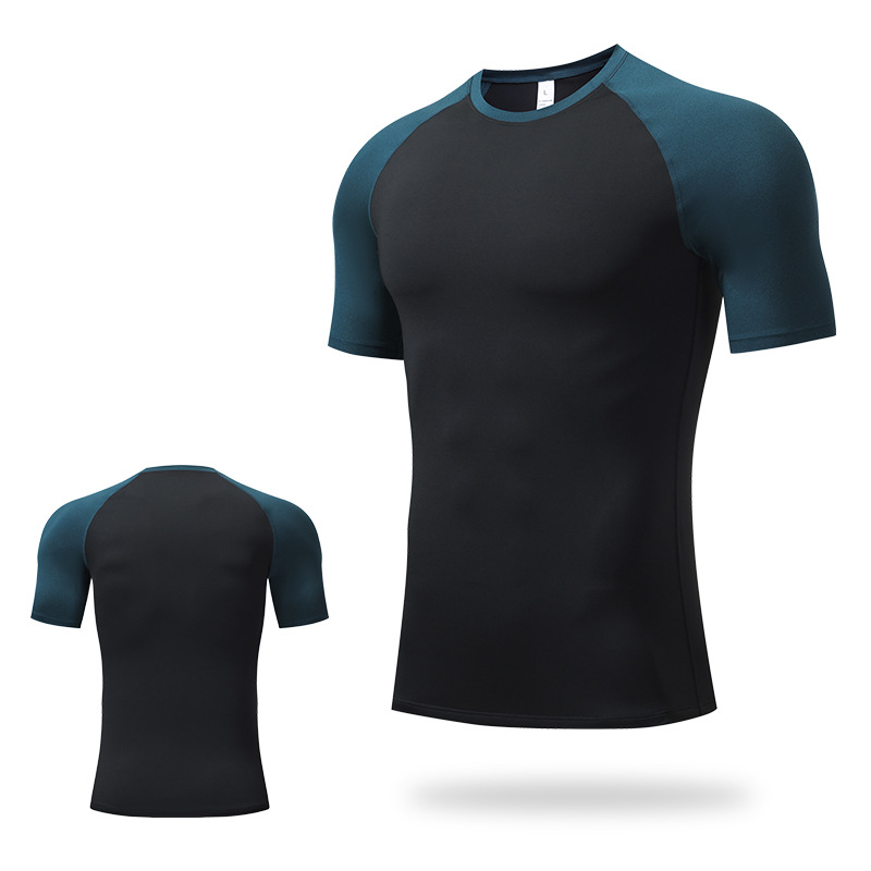 Men's PRO fitness short sleeved tight running training sportswear high elastic perspiration quick drying top T shirt_voghion.com