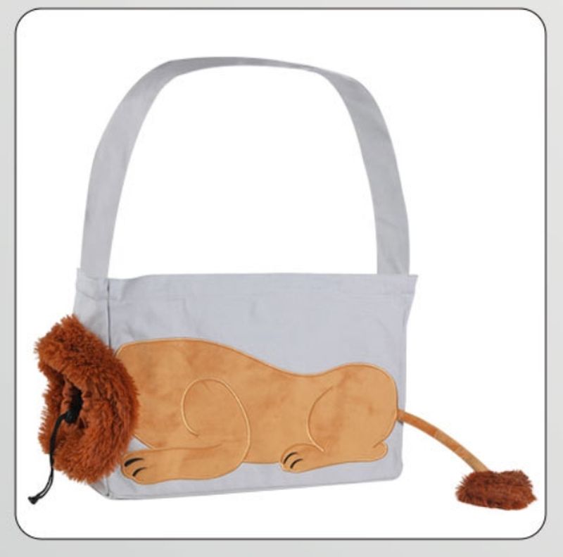 Sac à dos de sortie pour animaux de compagnie Straddle Portable Pliable Respirant Marionnette Chat Dessin animé Lion Chat Sac Cage pour chat Sac en toile_voghion.com