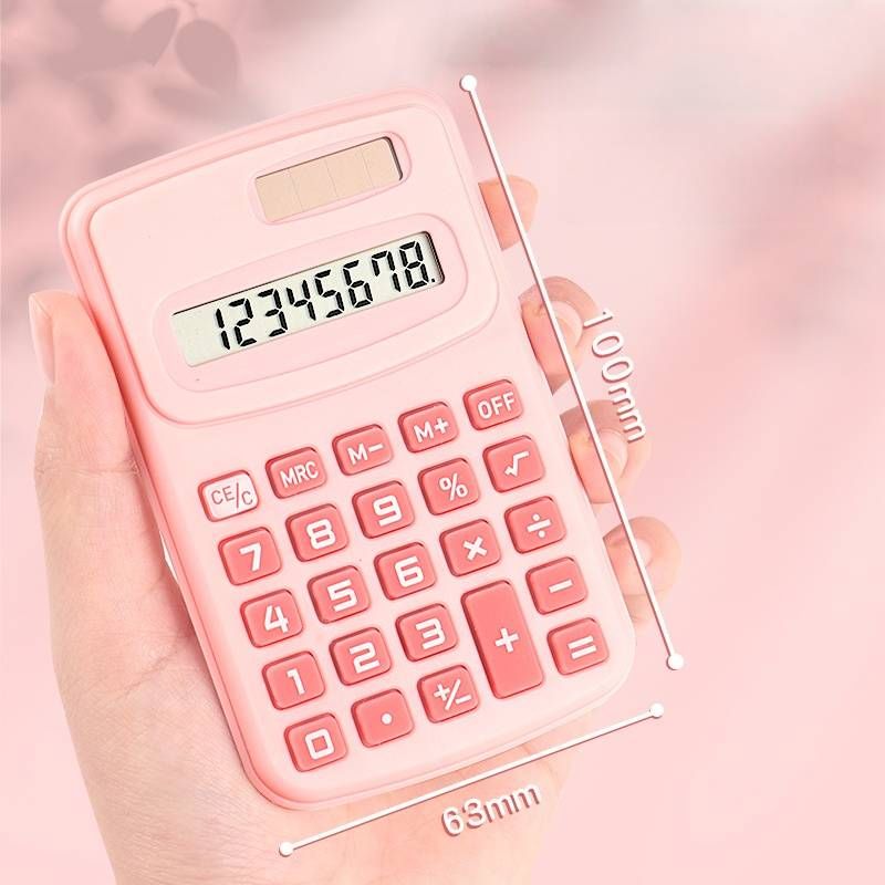 Pastel Color Mini Calculator - Portable, Cute & Stylish For Office, School, Finance - Lightweight, Quiet & Large Screen Options With Bonus Stickers_voghion.com