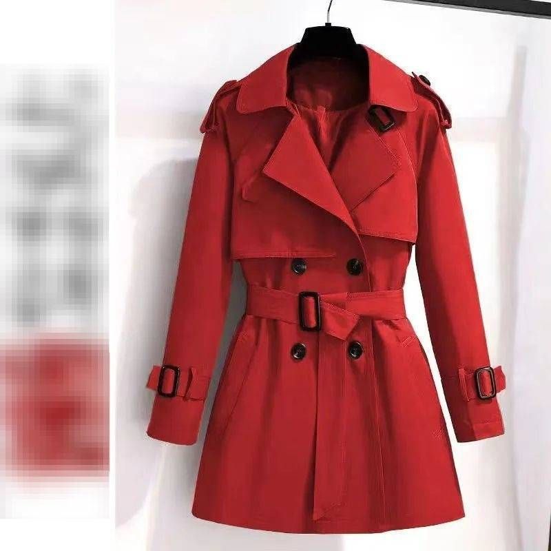 Eleganter Trenchcoat im britischen Stil für zierliche Frauen – Slim Fit Freizeitjacke mit Taillengürtel, leichter langer Mantel für Frühling und Herbst_voghion.com