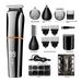 Kit per la cura della persona 6 in 1: tagliacapelli, rifinitore per naso, rasoio per barba, ricaricabile tramite USB e impermeabile per un lavaggio completo del corpo (nero/argento)_voghion.com