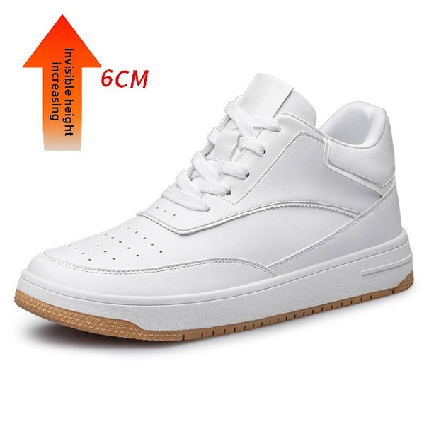 Scarpe da uomo con rialzo interno, scarpe da uomo con due strati di pelle bovina, scarpe con rialzo interno invisibile, scarpe casual bianche_voghion.com
