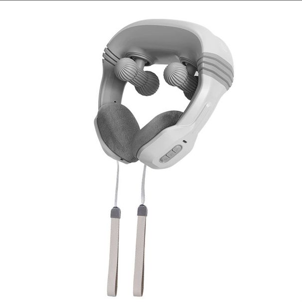 Massaggiatore elettrico per il collo a 2 nodi - Cuscino cervicale Shiatsu e impastante a 5 modalità con calore, alimentato tramite USB per casa/ufficio/viaggio (modello H81, bianco)_voghion.com