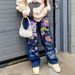 Women's clothing retro high street jeans printed washed process simple casual pants women's wide leg jeans_voghion.com