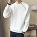 Mode-Strickpullover für Herren mit Rundhalsausschnitt, schrägem Reißverschluss und lässigem Schnitt – Stilvoller Pullover mit lockerer Passform für die Herbst-Winter-Garderobe (Weiß, Grau, Schwarz)_voghion.com