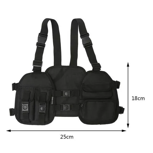 Hip Hop Yelek Çantalar Oxford Göğüs Çantası Sırt Çantası Sokak Giyim Çok Fonksiyonlu Taşınabilir Moda Çok Cepli Yürüyüş Koşu İçin_voghion.com