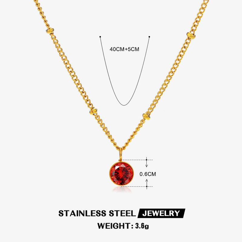 Collares de diciembre para mujeres, estilo INS, moda pop, collar de acero inoxidable con diamantes y piedra natal en oro K_voghion.com