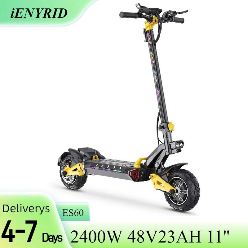 iENYRID ES60 elektrisk scooter til voksne, dobbeltmotorer 2400W E scooter, 11'' Off Road 48V 23Ah stort batteri_voghion.com