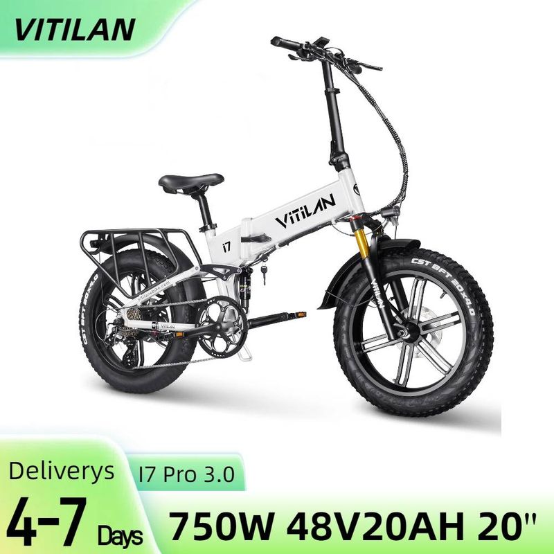 VITILAN i7 Pro 3.0 Elektrikli Bisiklet Yetişkinler İçin 750W 48V 20Ah Katlanır Tam Süspansiyonlu Elektrikli Bisiklet Shimano 8-Hız_voghion.com