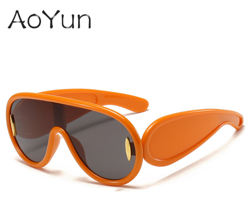 Ins Internet Celebrity Children's Sunglasses Personality Trendy Cool One Piece Children's Sunglasses Toad Frame Hip Hop Glasses_voghion.com