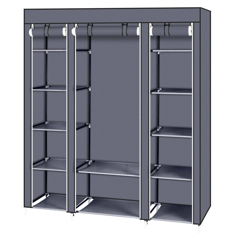 69" Tragbarer Kleiderschrank, Kleiderschrank-Aufbewahrungs-Organizer mit Vliesstoff, schnell und einfach zu montieren, extra stark und langlebig, Grau_voghion.com