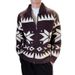 Herren-Strickjacke in Übergröße – Ethno-Muster, Business Casual, atmungsaktiv und maschinenwaschbar (Schwarz, Kaffeebraun, Weinrot)_voghion.com