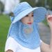 UV Protection Tea Picking Cycling Women's Face Covering Breathable Wide Brim Summer Mask Versatile Cool Sun Hat Travel_voghion.com