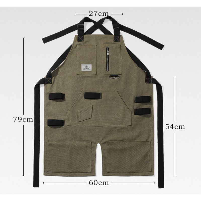 Udendørs denim canvas kunstnerforklæde, antifouling vandtæt gartner, taljeomkreds, herre og kvinder_voghion.com
