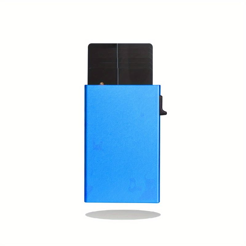 Porte-cartes RFID en métal pour homme, étui de protection ultra fin et simple pour carte bancaire, en alliage d'aluminium, avec bouton-poussoir latéral, pour une carte-clé, antivol_voghion.com