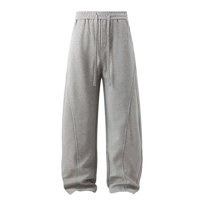 Unisex-Sweatpants für Pendler – Fleecegefütterte Hose mit strukturiertem Seitenschlitz am Saum (Dunkelgrau/Schwarz/Gelb meliert, M-XXL)_voghion.com