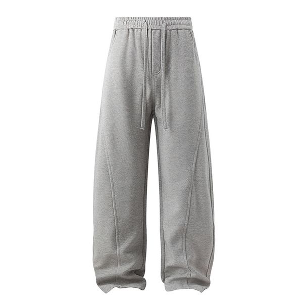 Unisex-Sweatpants für Pendler – Fleecegefütterte Hose mit strukturiertem Seitenschlitz am Saum (Dunkelgrau/Schwarz/Gelb meliert, M-XXL)_voghion.com