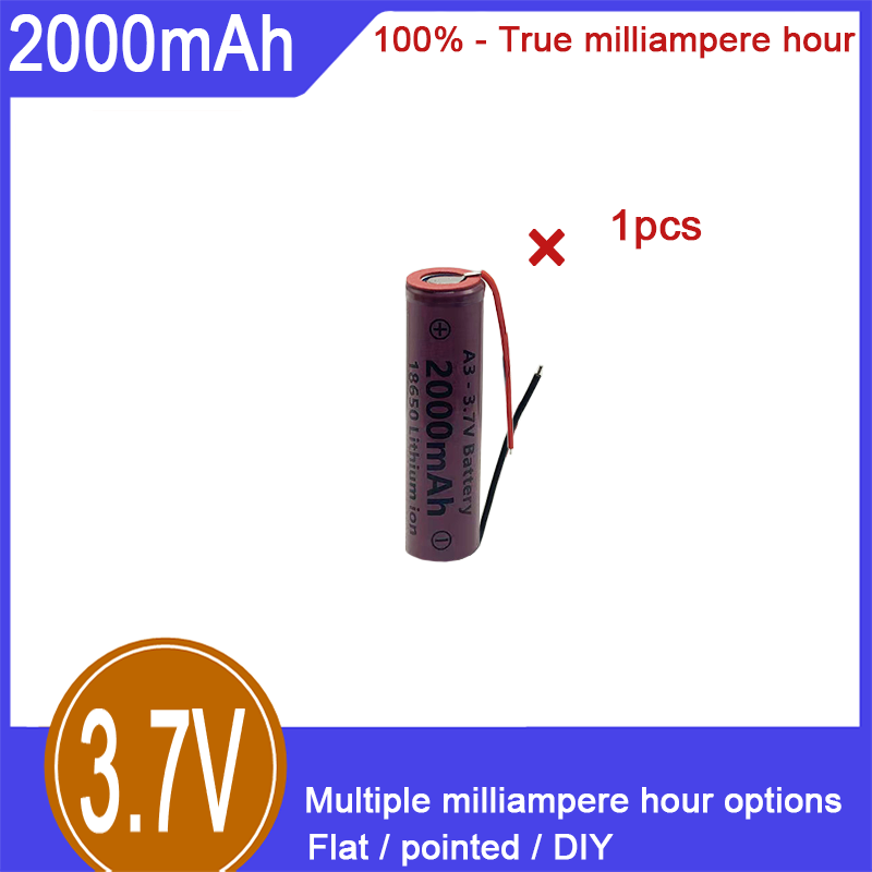 18650 ličio jonų įkraunama baterija, 3,7 V, 2000 mAh, 100 % talpos, tinka elektriniams žaislams, elektroninėms cigaretėms, žibintuvėliams ir kitoms sritims_voghion.com