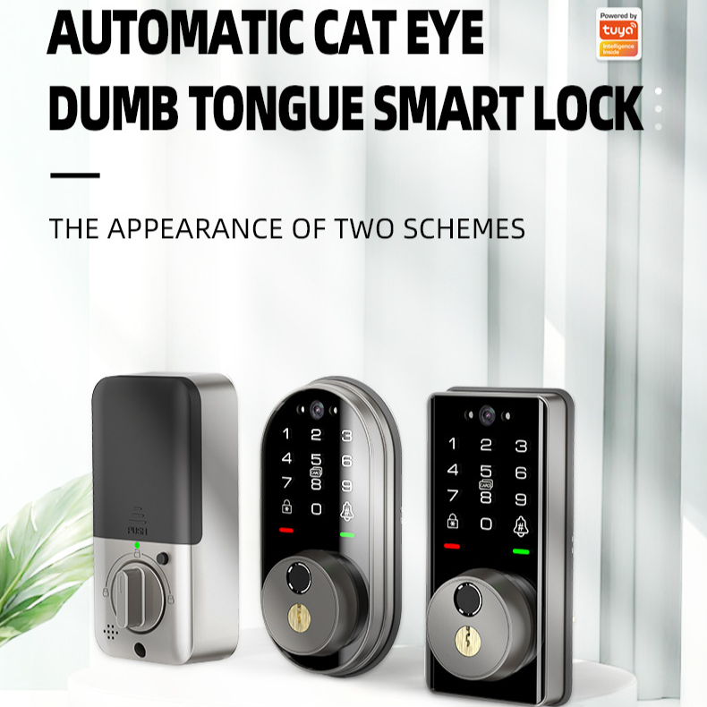 Smart Locks And Entry Deadbolt Fingerprint Lock Instant Open With Touch Keyless Entry Via Pin Card App Built-In Cat-Eye Camera & Smart Control_voghion.com