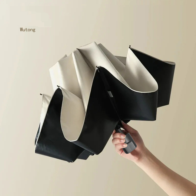 Reinforced Enlarged Fully Automatic Umbrella Men's Sunny And Rainy Dual Use Three Fold Umbrella Women's Sun Protection Sunshade Folding Sun Umbrella_voghion.com