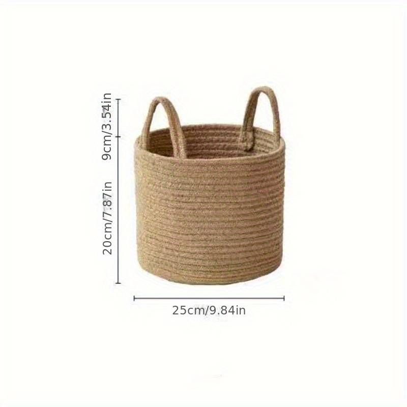 Cesta de yute tejida a mano, cesta para ropa sucia tejida a mano, cesta de paja, cesta para guardar ropa y juguetes de estilo nórdico._voghion.com