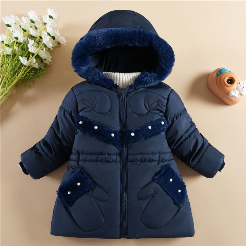 Abrigo de invierno para niñas, largo medio, elegante chaqueta acolchada de algodón, para niñas de 1 a 5 años, abrigo grueso de terciopelo de algodón._voghion.com