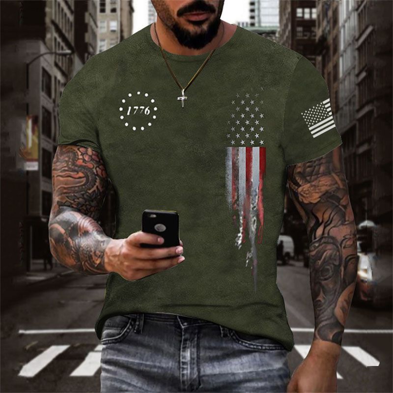 Herren-T-Shirt Grenzüberschreitendes Europa und die Vereinigten Staaten beliebtes Mode-bedrucktes Kurzarm-Herren-3D-T-Shirt_voghion.com