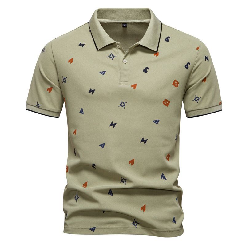 Herrenbekleidung Neues Herren-Poloshirt mit Buchstaben-Ganzkörperdruck, Revers, kurzärmeliges Poloshirt für Herren_voghion.com