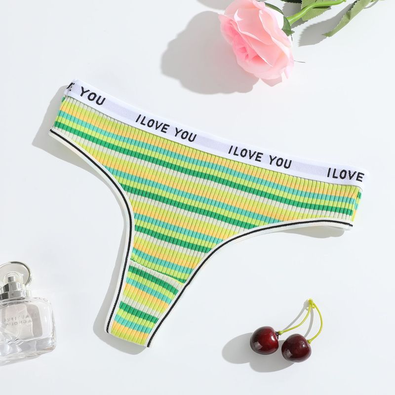 String en coton coloré pour femmes, taille basse, respirant, double couche, sous-vêtement droit_voghion.com