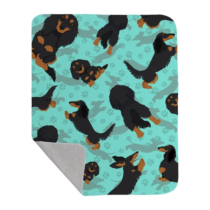 Black 50x60 For Bed, Tan Throw Longhaired And Blanket Couch, Blanket Soft Sofa, Quilted Light Dachshund Quilted Artwork Pattern_voghion.com