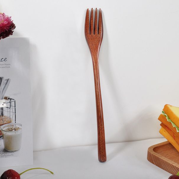 4Pcs Natural Wooden Spoon Fork Rice Soups Utensil Cereal Handmade Home Tableware_voghion.com