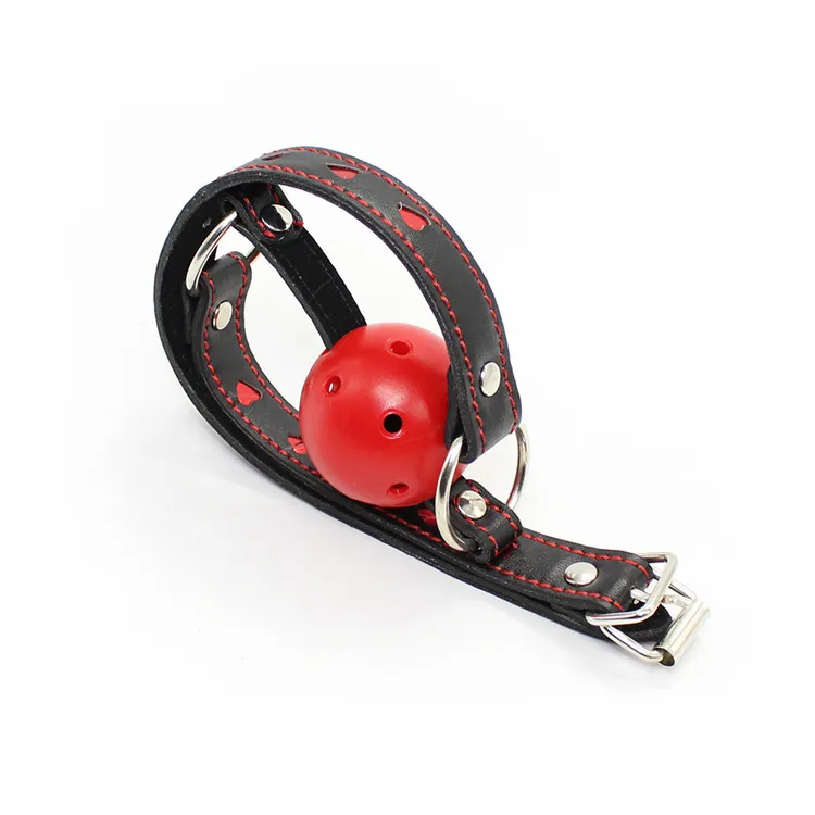 BDSM Leather Gags Heart Shaped Sex Gags Black Hollow Plastic Gags Sex Toys_voghion.com