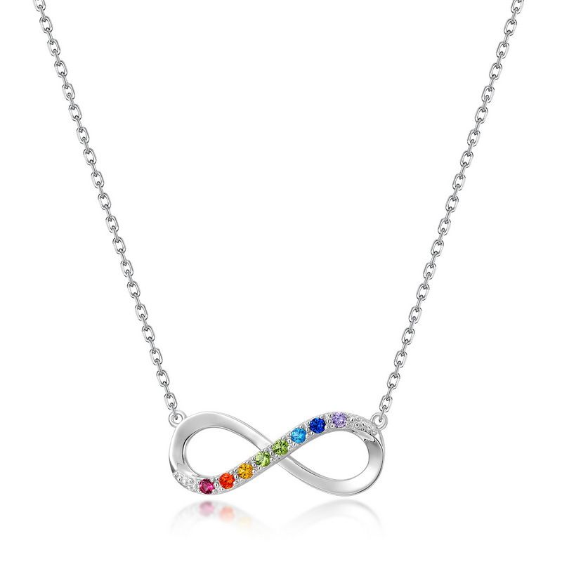 Neue Regenbogen Unendlichkeit Acht Charakter Halskette S925 Silber Mobius Ring Intarsien Mit Farbigen Edelstein Schlüsselbein Kette Persönlichkeit_voghion.com