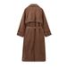 2025 Autumn New Style Double-Breasted Turn-Down Collar Belted Long Jacket Trench Coat_voghion.com