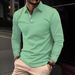 2024 Spring and Autumn Polo Shirt New Fashionable Collar Three Button Long Sleeve Solid Color Men's Top_voghion.com