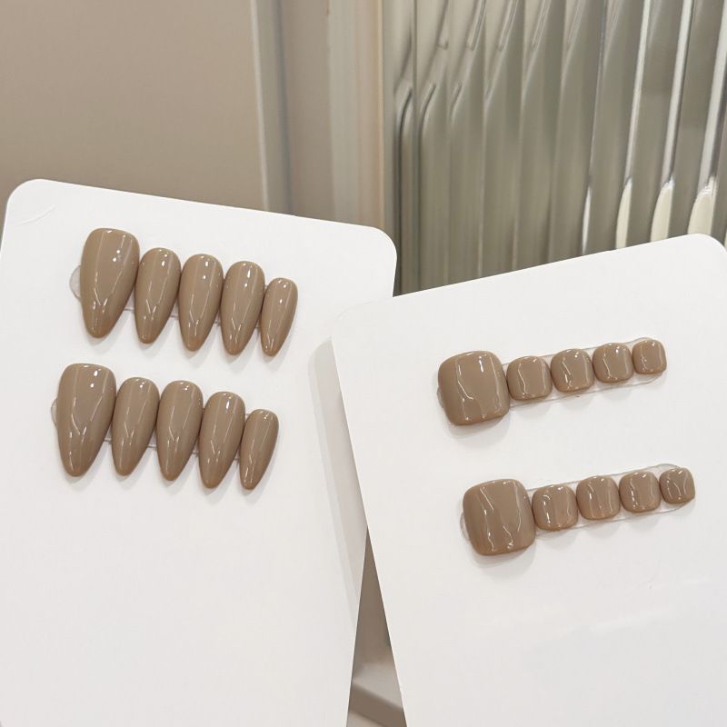 False Nails Simple Horse Gray Daily Gray Gentle Big Brand Texture Niche Cold Style Wear Armor_voghion.com