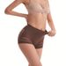 K Women's Mid-waist Shapewear Double-layer Corset Pants; Women's Thong With Stripes And Mesh; Plus Size Girdle A Belly-reducing Crotch_voghion.com