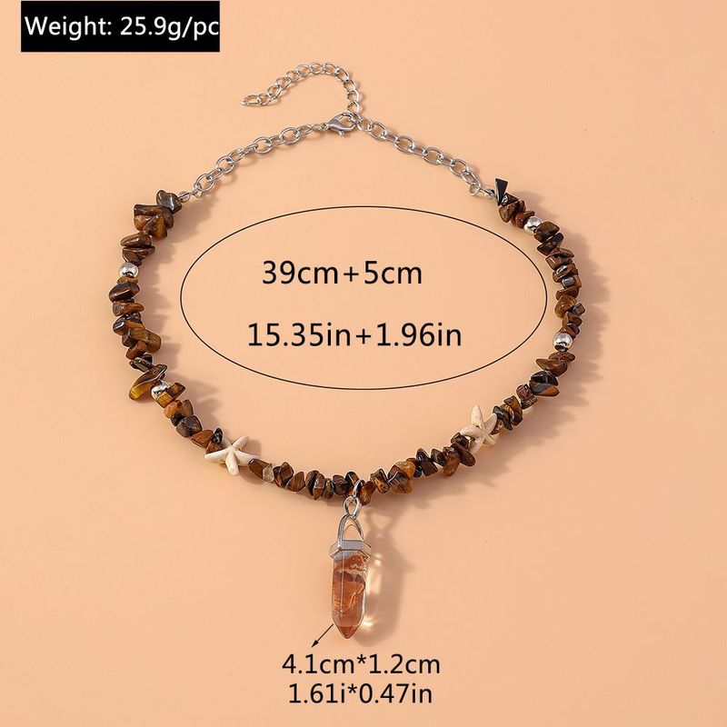 Neue Strand Sommer Seestern Kristall Kies Perlen Halskette Damen Ins Tide Nische Süße Coole Schlüsselbein Kette Zubehör_voghion.com
