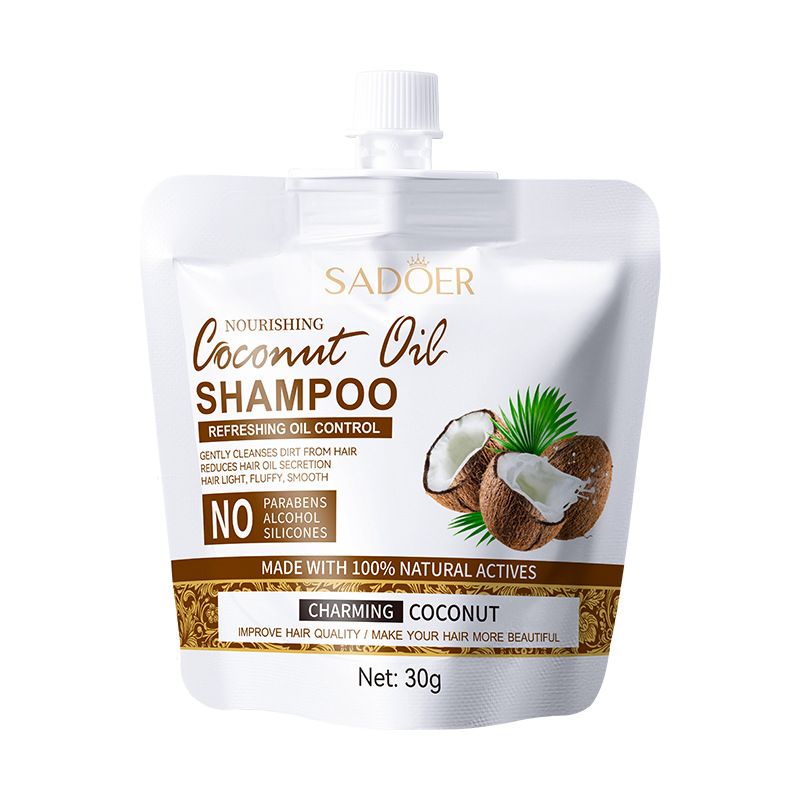 Shampoing nourrissant à l'huile de coco, sachet de 30 g, masque capillaire, produits de soins de la peau_voghion.com