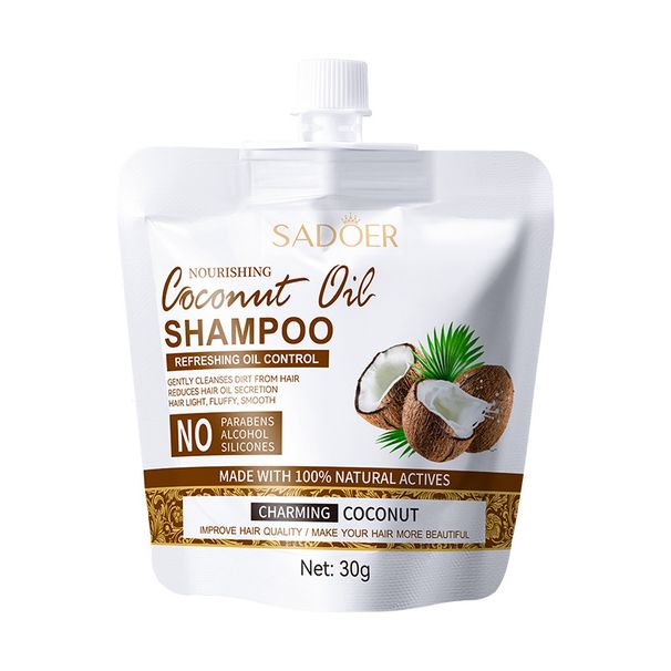 Shampoing nourrissant à l'huile de coco, sachet de 30 g, masque capillaire, produits de soins de la peau_voghion.com