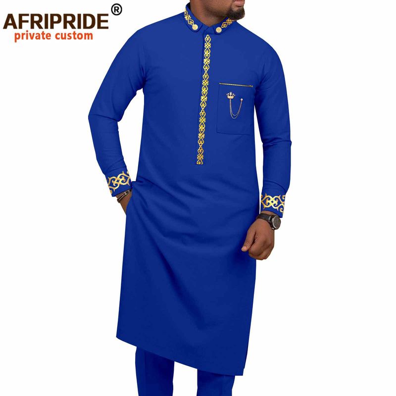Men's clothing African ethnic solid color men's casual jacket + pants_voghion.com