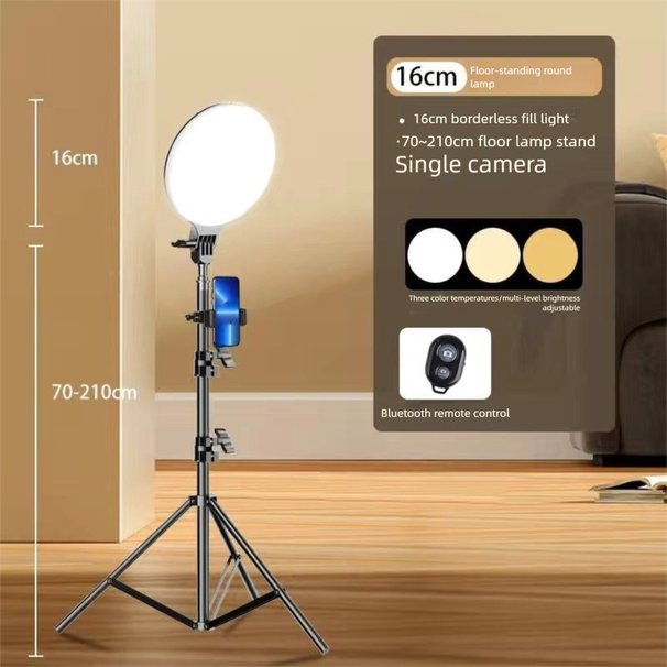 【Luz de tela cheia】Suporte móvel para transmissão ao vivo, câmera dupla com preenchimento, tripé de mesa, âncora, luz de beleza_voghion.com