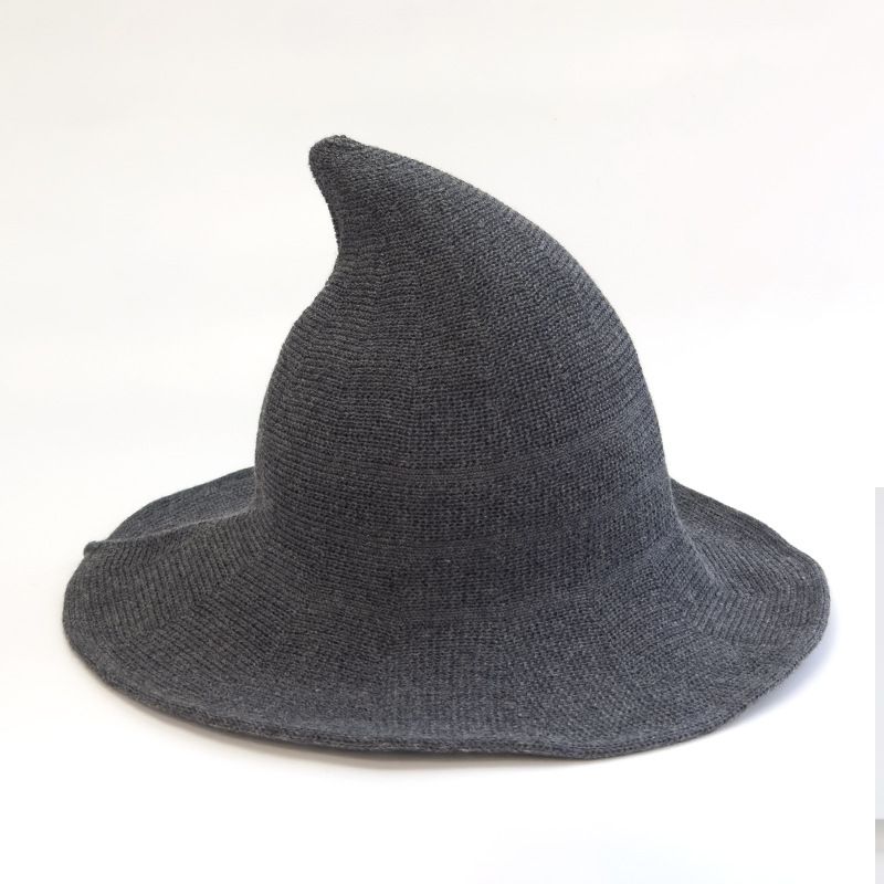 Unisex Halloween hat conventional wizard hat folding knit hat spire witch hat_voghion.com